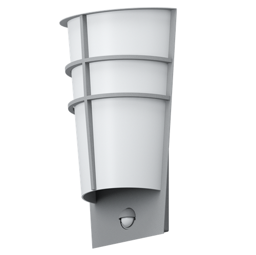 Breganzo 1 LED med sensor væglampe i galvaniseret stål Silver med skærm i Hvid plastik, 2x2,5W LED, bredde 19 cm, dybde 12,5
